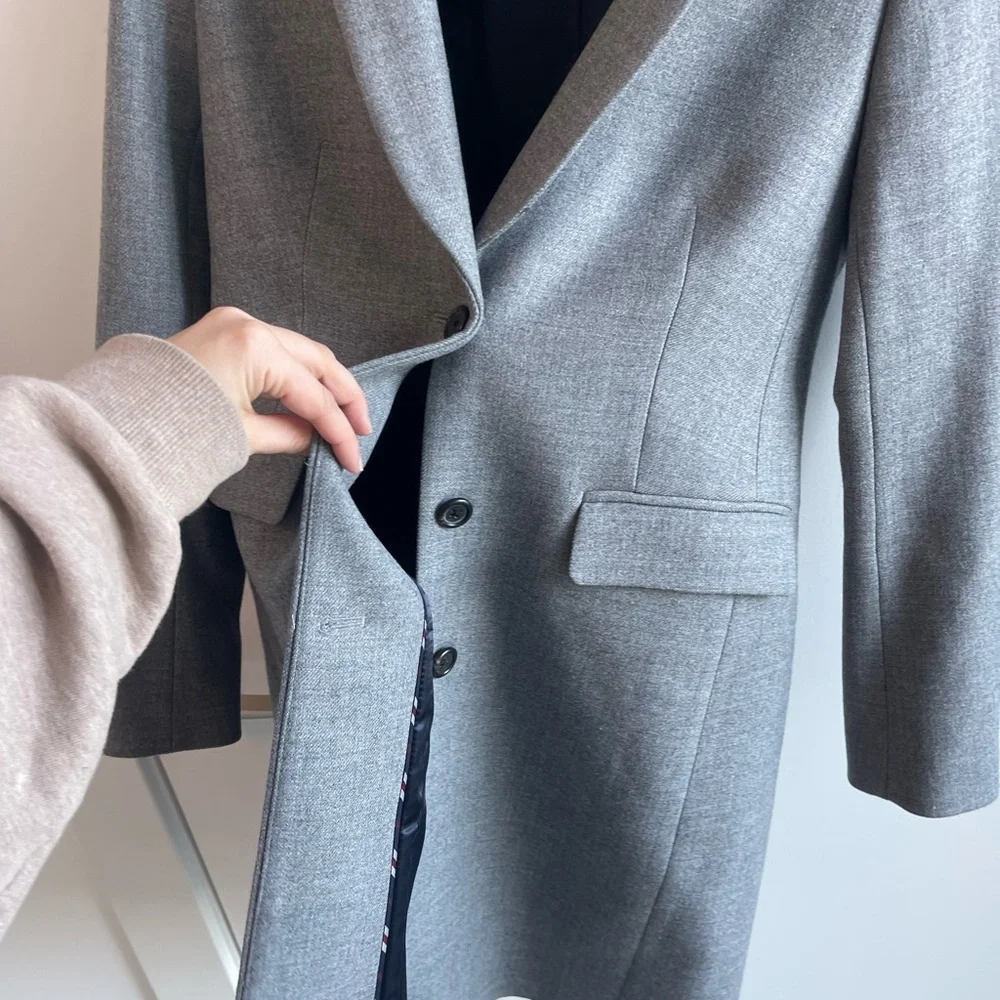 J. Crew Light Gray Single-Button Pea Coat - Picture 3 of 9